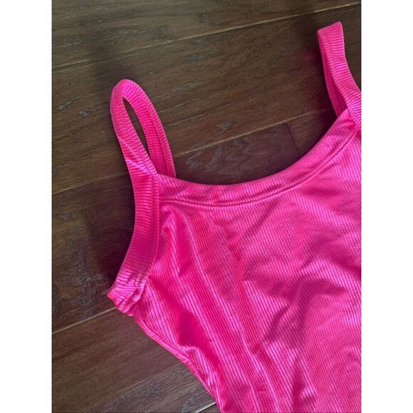 Aerie Hot Pink Ribbed One Piece Swimsuit Medium - Picture 3 of 6